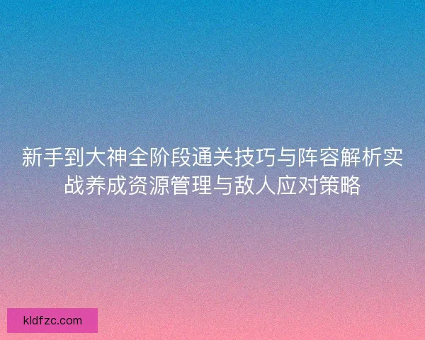 新手到大神全阶段通关技巧与阵容解析实战养成资源管理与敌人应对策略